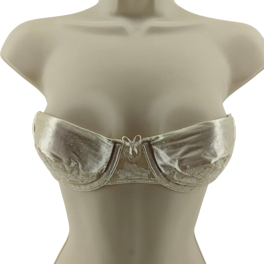 Vtg Bridal Vassarette 74-140 Lace Second Skin Satin Underwire Bra 34A Strapless